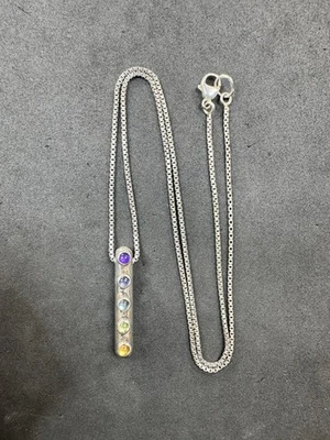 12.5g Vintage Sterling Silver 925 Multi Gemstone Necklace 23” Jewelry lot U - Image 1 of 4