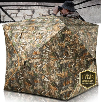 Hunting Blind See through Ground Blind 4 Person Pop up Deer Duck Blind Hunting - Image 1 of 4