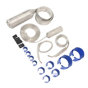 Ι Blue Stainless Steel Dress Up Hose Cover Kit Radiator Hose Sleeving Set - Picture 1 of 12