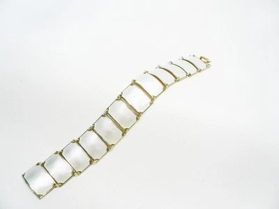Pulsera de eslabones David Andersen de ley esmaltada blanca dorada de 7" de largo Foto 1 de 4