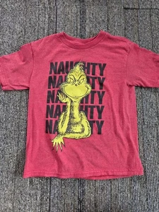 Youth Grinch Naughty Reds Graphic Tshirt Size 5 - Picture 1 of 4