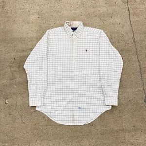 Vintage Preppy Ralph Lauren Grid Check White Button Down Shirt Size 16-35 Gr. L - Bild 1 von 8