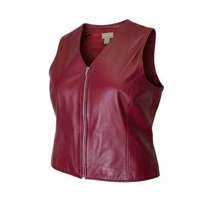 Red Leather Vest Nordstrom Womens L - Image 1 of 4