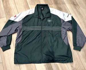 VTG NFL NEW YORK JETS Reebok Windbreaker Jacket Logo Full Zip Green Size 2XL - Picture 1 of 13