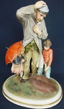 Capodimonte figure ELDERLY MAN + CHILDREN WINDY DAY Maggiore 1975 large piece 