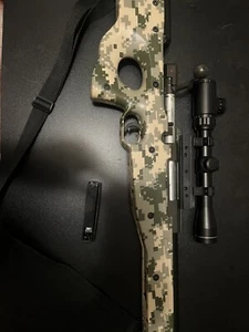 AIRSOFT GREEN CAMO SPRING SNIPER RIFLE GUN w/strap 6mm BBs - Picture 1 of 4