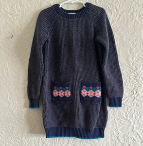 Hanna Andersson Blue Fair Isle Sweater Tunic Kids Girls 130 Children’s 8 - Picture 1 of 6