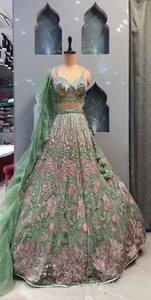 DESIGNER CHOLI INDIANO BOLLYWOOD FESTA DI NOZZE ABBIGLIAMENTO PAKISTANO LEHENGA INDIANO - Foto 1 di 5