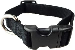 HAPPY'S ORGANIC ECO-SAFE BAMBOO DOG COLLAR BLACK SMALL 10.5 TO 16"L 3/4" W NEW - Picture 1 of 3