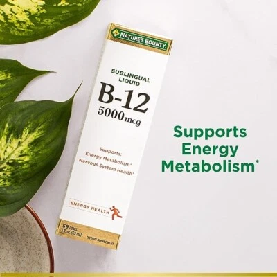 Nature's Bounty B12 5000mcg Sublingual Liquid Energy Metabolism Great Results - Image 1 of 4
