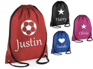 Personalisierte Schule Kordelzugtasche Jungen Mädchen Kinder Schwimmen Fitnessstudio Sack Tanz PE Geschenk - Bild 1 von 28