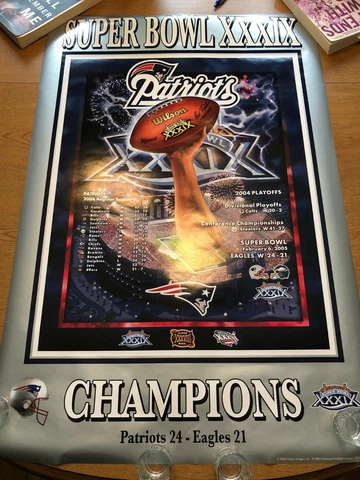 Lot of six (6) different and unused New England Patriots Super Bowl Posters Cover