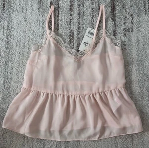 Women's Miss Selfridge Lace Trim Cami in Blush, Size 0 - Picture 1 of 3