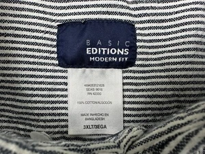 Vintage Basic Editions Shirt Men 3XLT TALL Railroad Conductor Striped Midweight - Picture 1 of 15