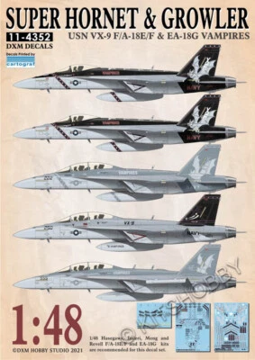 DXM decal 1/48 USN F/A-18E/F Super Hornet & EA-18G Growler VX-9 Vampires - Image 1 of 4