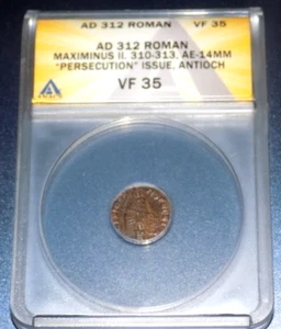 ANACS ROMAN EMPIRE MAXIMINUS II AD 310-313 AE-14MM Ancient VF35 Persecution Coin - Picture 1 of 4
