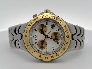 Ebel Sportwave White Dial Chronograph 18k & Steel 40mm Quartz Watch E6251641 - Picture 1 of 7