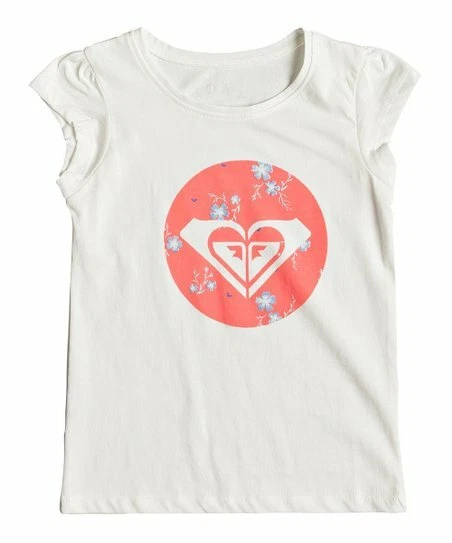  Roxy Little Girls 5 Tee T-Shirt Moid Flowers Marshmellow Short Cap Sleeve  NWT - Image 1 of 1