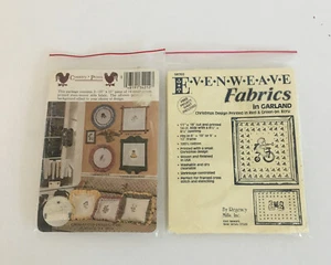 2 Packages of Vintage 14 Count Cross Stitch Evenweave Fabric Garland And Country - Picture 1 of 5