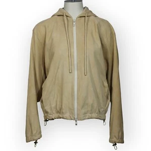 Giacca VINCE agnello scamosciato full zip con cappuccio finocchietto donna grande beige felpa con cappuccio - Foto 1 di 15
