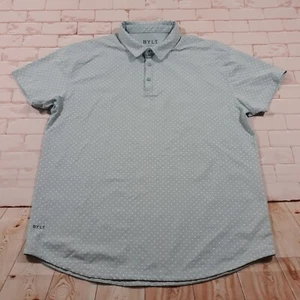 BYLT Polo Shirt Drop Cut Lux Mens Size 2XL Cotton Blend Blue Polka Dot - Picture 1 of 9