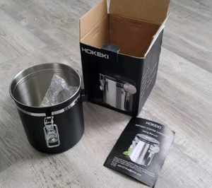 Black Coffee Canister Airtight Seal With Spoon And Date Tracker 16 oz (New) - Picture 1 of 10