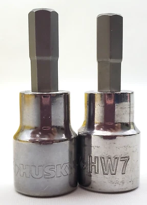Lot of 2 Husky HW7 7 mm Hex Bit Sockets 3/8" Drive - Image 1 of 4