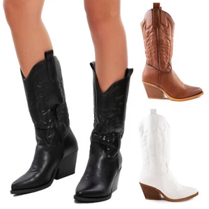 Stivali donna texani cowboy western camperos scarpe boots TOOCOOL Y02 - Foto 1 di 14