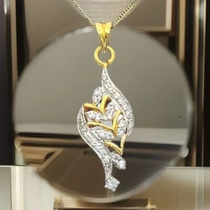 White Sapphire Pendant 18ct Pure Gold 3.02 grams 16” Chain - BNWT - Picture 1 of 3