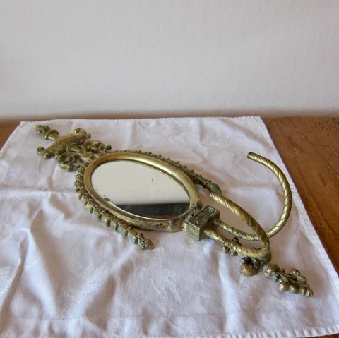 ANTIQUE FRENCH EMPIRE STYLE METAL & BEVELED MIRROR WALL SCONCE FOR RESTORATION Cover