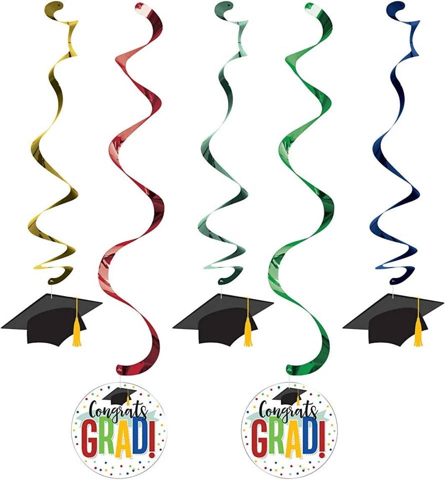 Colorful Grad Graduation Polka Dot Theme Party Decoration Dizzy Danglers - Image 1 of 1
