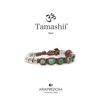 bracciale Tamashii,  "Ruota Preghiera", Multifaceted Turchese africano e argento - Immagine 1 di 4