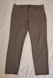Loft Size 16 Brown & Black Houndstooth Skinny Trouser Ankle Pants Stretch - Picture 1 of 12