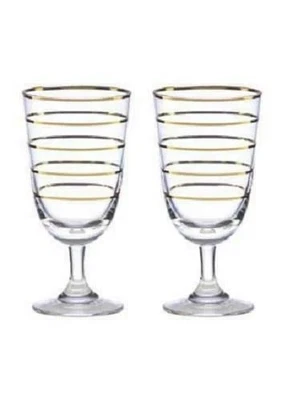 ВИННЫЕ БОКАЛЫ KATE SPADE-MELROSE AVENUE в золотую полоску новые в коробке - Изображение 1 из 3