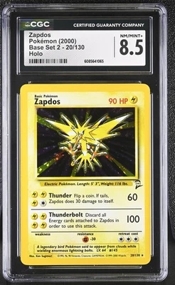 CGC 8.5 Zapdos 2000 Base Set 2 20/130 Holo Pokemon Card - Image 1 of 2