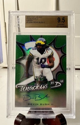 2019 Leaf Valiant Tenacious D Green Auto Devin Bush II /75 Beckett 9.5/10 🔥 - Image 1 of 2