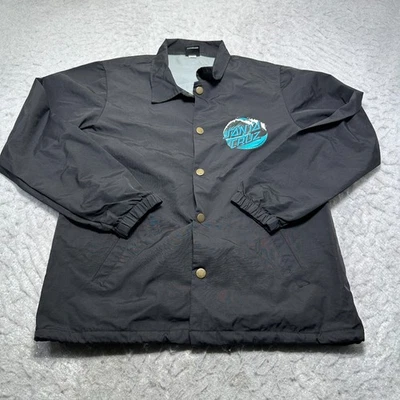 Santa Cruz Windbreaker Jacket Black Snap Up Lightweight mens Size Small S - Image 1 of 4