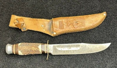 Cuchillo de hoja fija vintage Edge Mark 473 Solingen Alemania mango de ciervo B1 Foto 1 de 4