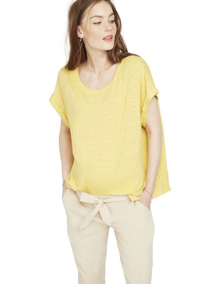 Hatch Maternity Women's THE LINEN CIRCLE TEE Canary Yellow $88 NEW - Image 1 of 1