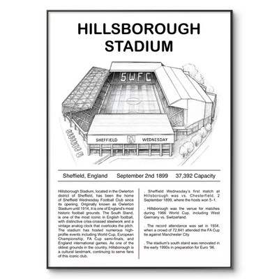 Sheffield Wednesday Poster, Hillsborough Stadium Poster, Football Print, A4 Gift