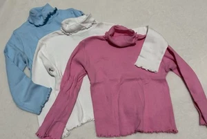 Girls 4T - Turtleneck Lot of (3) - Pink Blue White LS - BNWOT - Picture 1 of 6