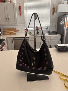 American Leather Company Val Perfect Satchel Black Neon Trim - Picture 1 of 8