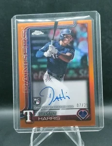 2025 Topps Cromo Arancione Foglio Rifrattore RA-DHA Dustin Harris (RC) Auto 07/25 - Foto 1 di 3