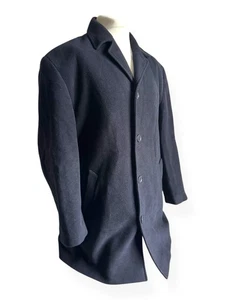 Jon Braye Tailored Men's Navy Overcoat | Wool & Cashmere Blend | Size Large L - Picture 1 of 24