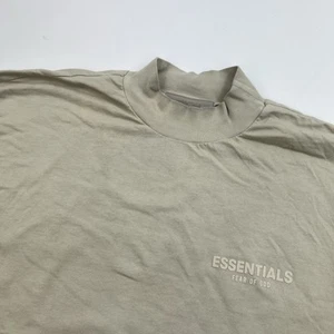 Fear of God Essentials Mock Neck Long Sleeve T Shirt Size Large Beige Tan - Picture 1 of 9