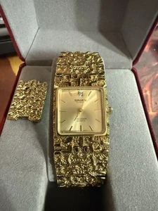 Vingage GRUEN PRECISION Goldplated Men's Quartz Watch with diamond - Picture 1 of 3