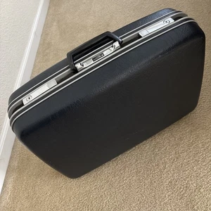 Vintage Samsonite Navy Silhouette Travel Suitcase Luggage Hard Shell Vtg 23” Blu - Picture 1 of 9