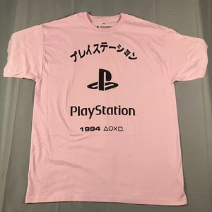 PlayStation Logo T-Shirt Men’s XL Pink Japanese Text 1994 Graphic Sony Gaming - Picture 1 of 11