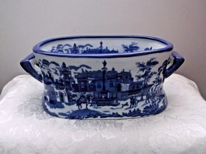 Victoria Ware Ironstone Chinoiserie Blue & White Porcelain Foot Bath Planter - Picture 1 of 9