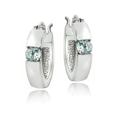 Pendientes Huggie de piedras preciosas de plata 925 - 6 colores Foto 1 de 4